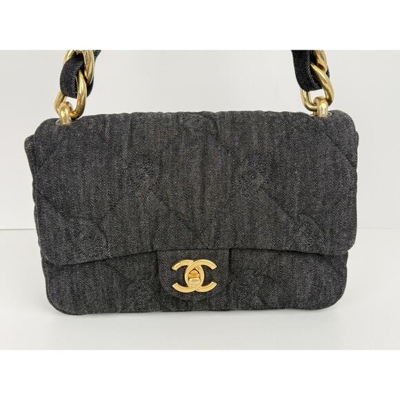 Chanel Funky Town Flap CC Embossed Quilted Denim Medium Women's Bag - Picture 2 of 14